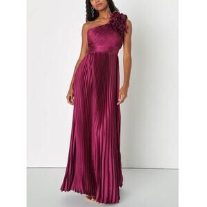LULU'S SZ XS Purple Radiant Affair Pleated One-Shoulder Maxi Dress NEW B122